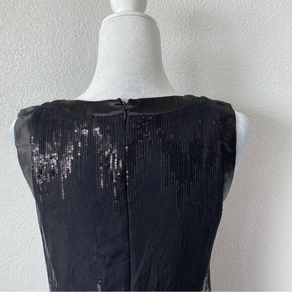 Vertigo Black Sleeveless Dress Embellished Mesh Feathers SZ 10 - Picture 5 of 13